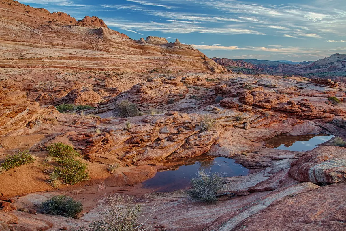 Rock pools and sandstone in Vermilion Cliffs